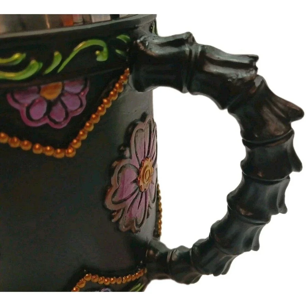 Mug 12 OZ Gothic Black, Green, Purple, Day of The Dead  Skull Mug